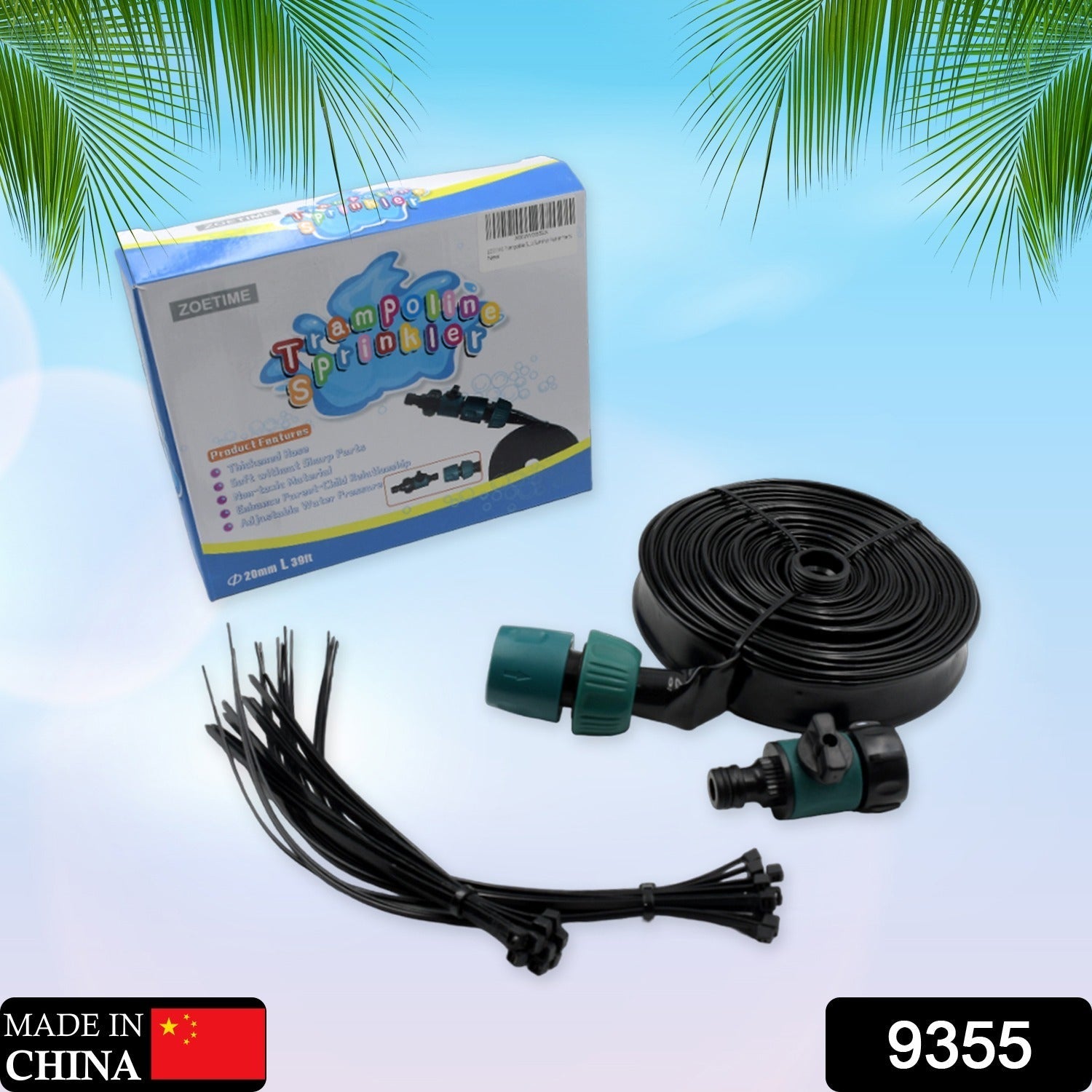 9355 Trampoline Sprinkler for Kids - Outdoor Trampoline Water Sprinkler for Kids and Adults, Trampoline Accessories Sprinkler 39ft Long for Water Play, Games, and Summer Fun in Yards (39ft) 9355 Trampoline Sprinkler for Kids - Outdoor Trampoline Water Sprinkler for Kids and Adults, Trampoline Accessories Sprinkler 39ft Long for Water Play, Games, and Summer Fun in Yards (39ft)